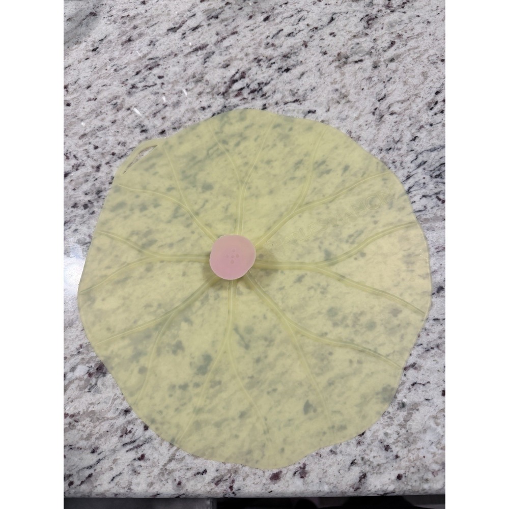 Charles Viancin Paris Silicone Lid Cover Lily Pad Yellow Pink Handle 10" Stove